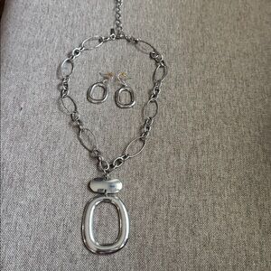 Lane Bryant Silver Necklace and Earring Set 7"